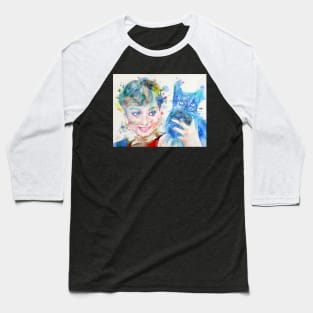 AUDREY HEPBURN watercolor portrait .10 Baseball T-Shirt